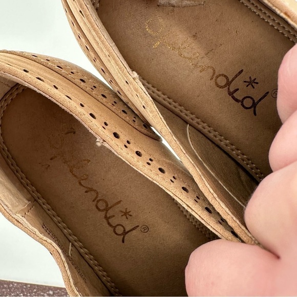 Splendid flats size 6 tan leather brouge wingtip oxfords spectators Academia - Picture 11 of 13